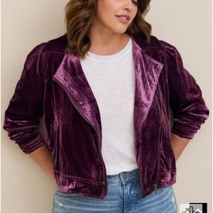 Torrid NWT Velvet Moto Jacket